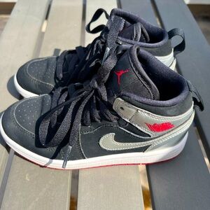 Jordan 1 MID Black and Red Sneakers for Kids Size 12 with box. Excellent Cond